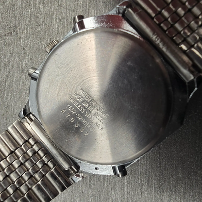 Seiko Alba Watch Men 32mm Silver Dial Silver Tone Daydate Alarm Y652-5290 NewBat10