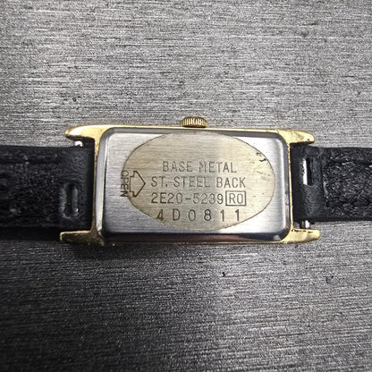 Seiko Watch Women 12mm Gold Dial Gold Tone Rectangle 2E20-5239 New Battery VTG10