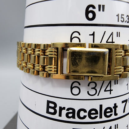 Seiko Tank Watch Women 17mm Gold Dial Gold Tone Rectangle V4015129 New Battery10