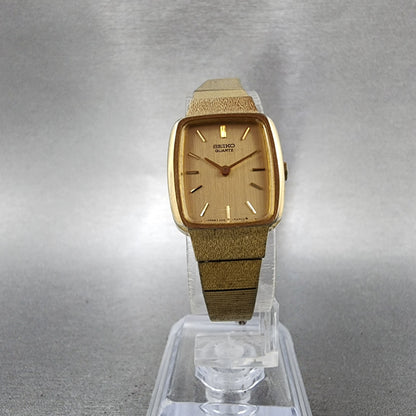 Seiko Tank Watch Women 18mm Gold Dial Gold Tone Rectangle 23205229 New Battery5