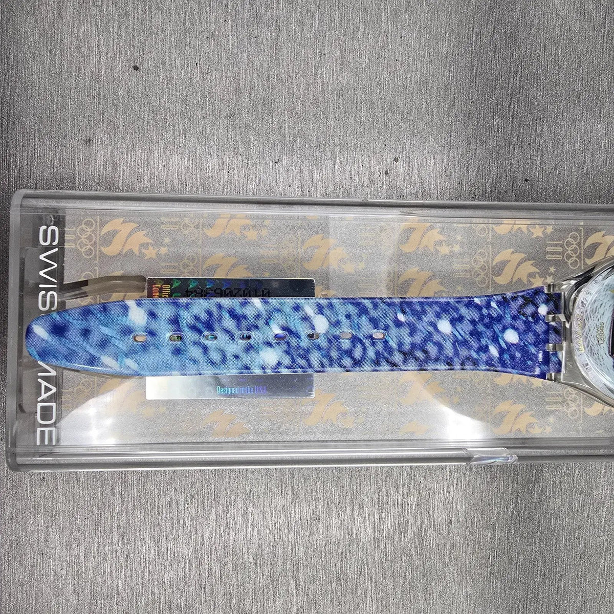 Swatch Musicall Katarina Witt Watch Woman 34mm Blue Dial Clear Case SLZ105 NOS5