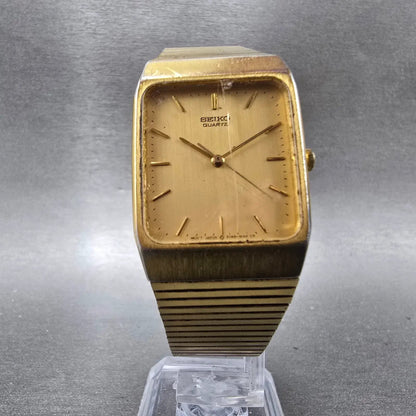 Seiko Tank Watch Men 26mm Gold Dial Gold Tone Rectangle 5Y95-5000 PARTS LP6