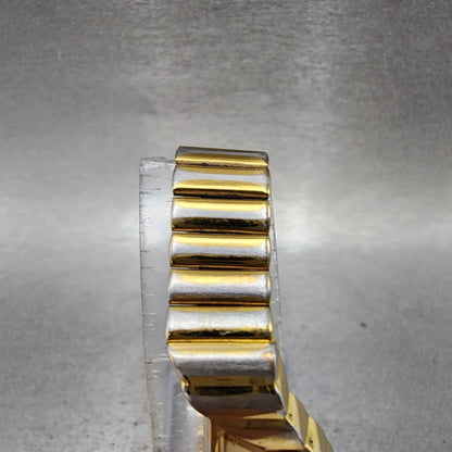 Seiko Halfmoon Watch Women 14mm Gold Dial Gold Tone Asymmetrical New Battery PL14