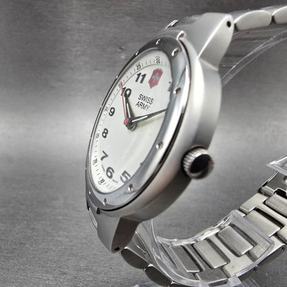 Victorinox Swiss Army Valiant Watch Men 40mm White Dial Silver Tone Date New Bat2