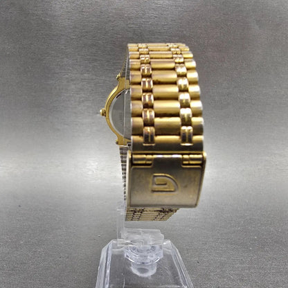 Gruen Watch Unisex 31mm Black Dial Gold Tone Date Round 225-6M12 New Battery8