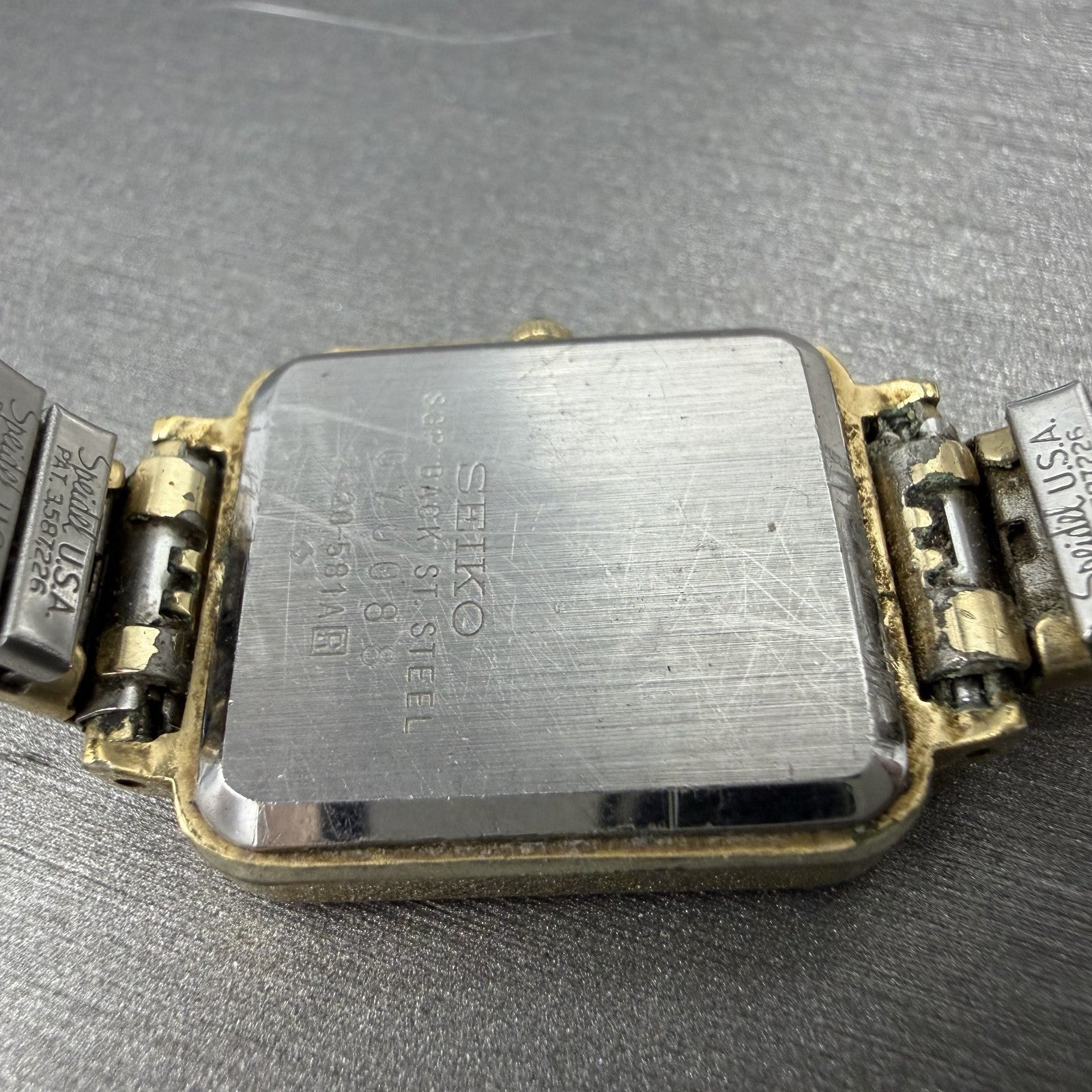 Seiko Tank Watch Women 20mm Rose Dial Gold Tone Rectangle 2320-581A New Battery9