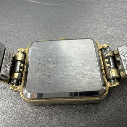 Seiko Tank Watch Women 20mm Rose Dial Gold Tone Rectangle 2320-581A New Battery9