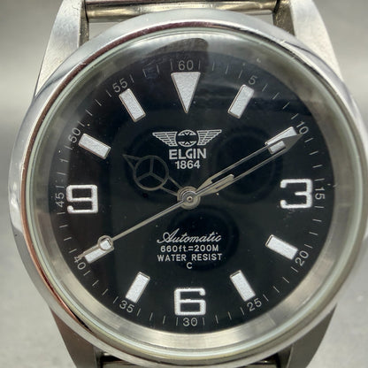 Elgin Automatic Watch Men 36mm Black Dial Stainless Steel Round FK-979 Runs1