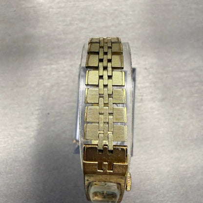 Seiko Tank Watch Women 12mm Champagne Dial Gold Tone Rectangle 1520-3339 Works4