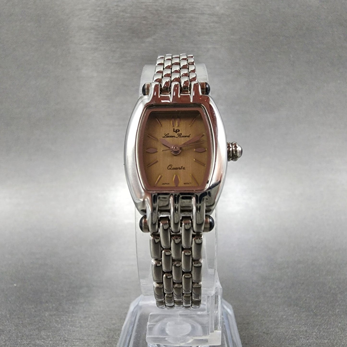 Lucien Piccard Watch Women 18mm Brown Dial Silver Tone Rectangle New Battery5