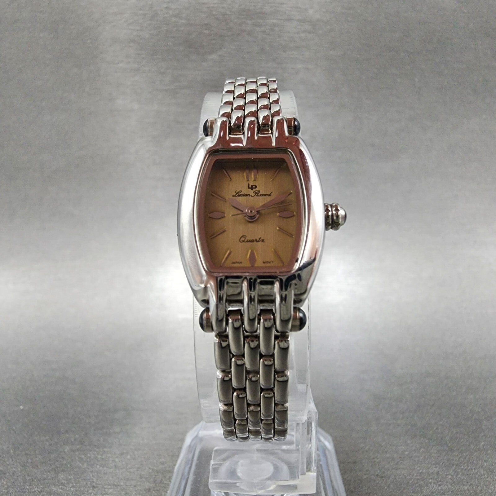 Lucien Piccard Watch Women 18mm Brown Dial Silver Tone Rectangle New Battery5