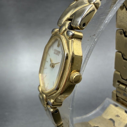 Citizen Watch Women 17mm MOP Dial Gold Tone Hexagon 3220-326130 New Battery ABDC2
