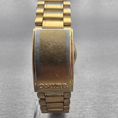 Seiko Watch Men 35mm Gold Dial Gold Tone Daydate Round 7N43-7A50 New Battery VTG7