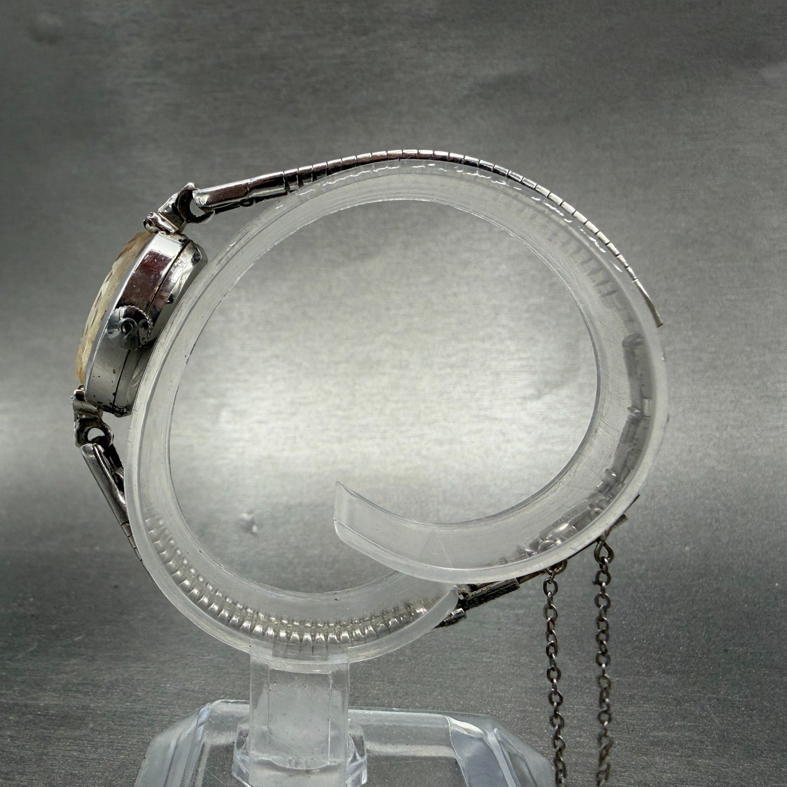 Citizen Rhone Watch Women 15mm Silver Dial White Gold Plated Oval Manual Runs AB6