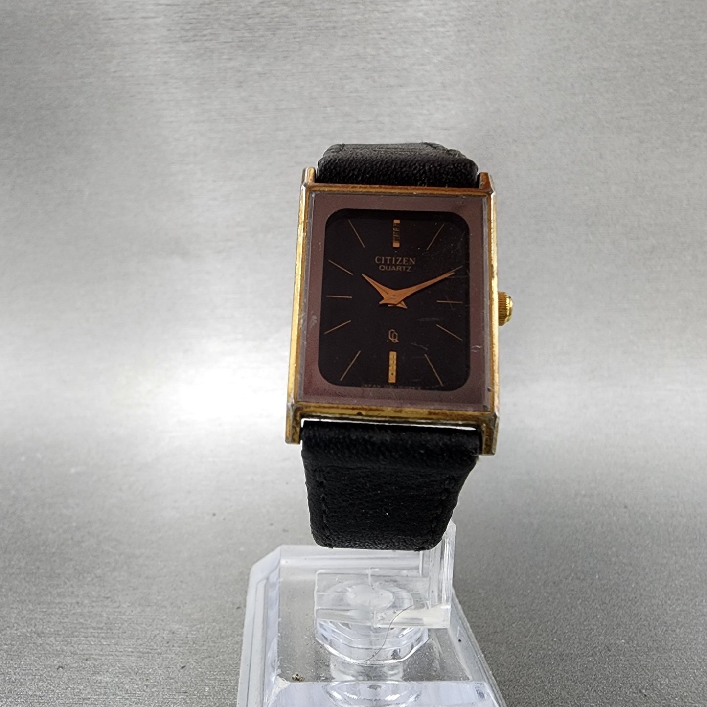 Citizen CQ Tank Watch Women 20mm Black Dial Gold Tone Rectangle New Battery6