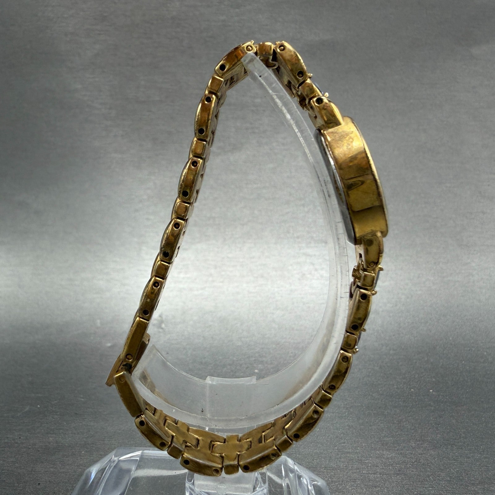 Jules Jurgenson Watch Women 17mm Champagne Dial Gold Oval Blue Gems New Batt 9088