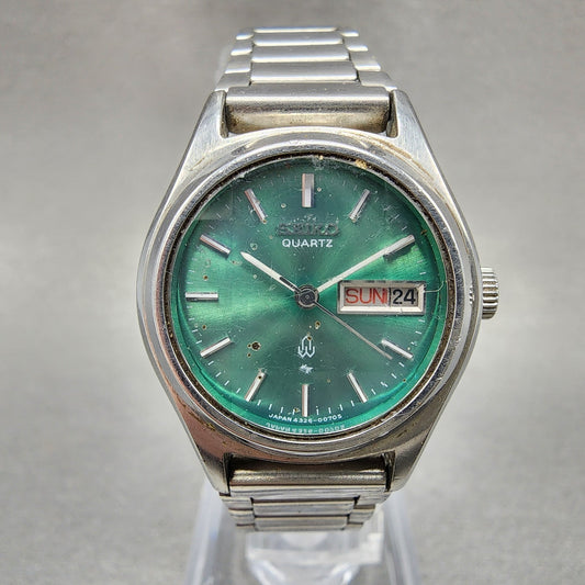 Seiko Watch Women 25mm Green Dial Silver Tone Daydate 43260070 New Battery0