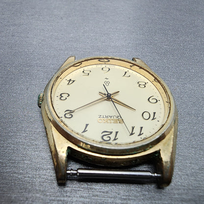 Seiko Watch Men 35mm Champagne Dial Gold Tone Round 71218000 VTG PARTS5