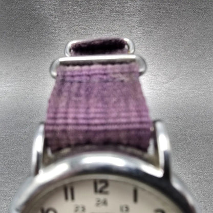Timex Weekender Watch Men 38mm White Dial Silver Round New Batt T2N652 Purple L4