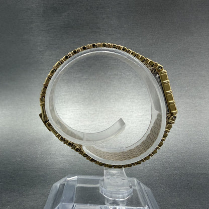 Seiko Tank Watch Women 12mm Champagne Dial Gold Tone 2e20-6109 New Battery 97HD8
