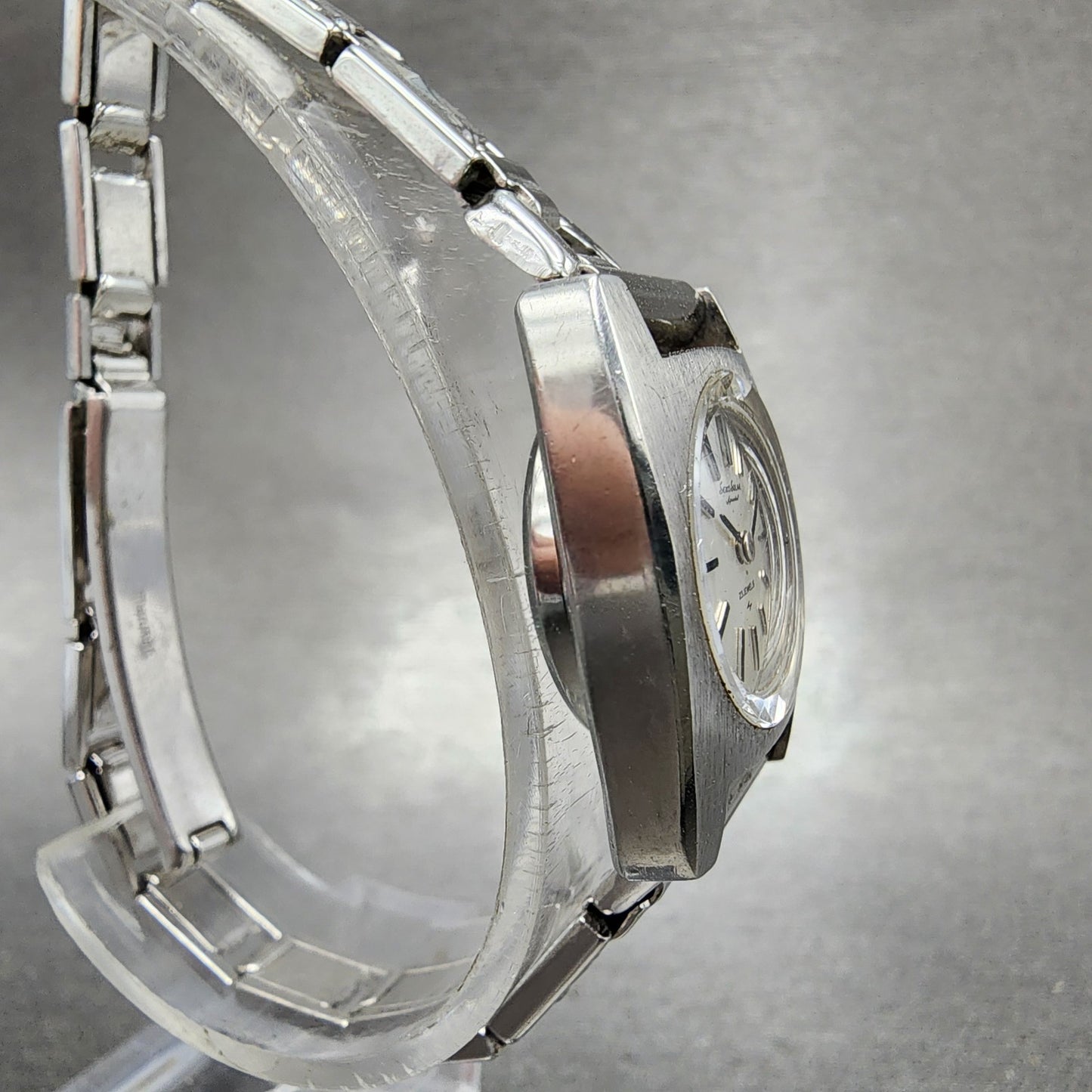 Seiko Solar Special Watch Women 20mm Silver Dial Silver Tone Rectangle READ!!!!3