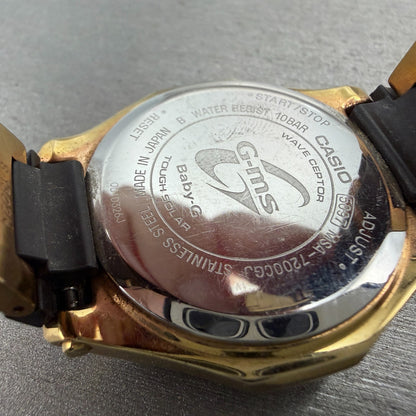 Casio Baby-G Watch Women 36mm Brown Dial Gold Tone Chronograph MSA-7200CGJ Solar9