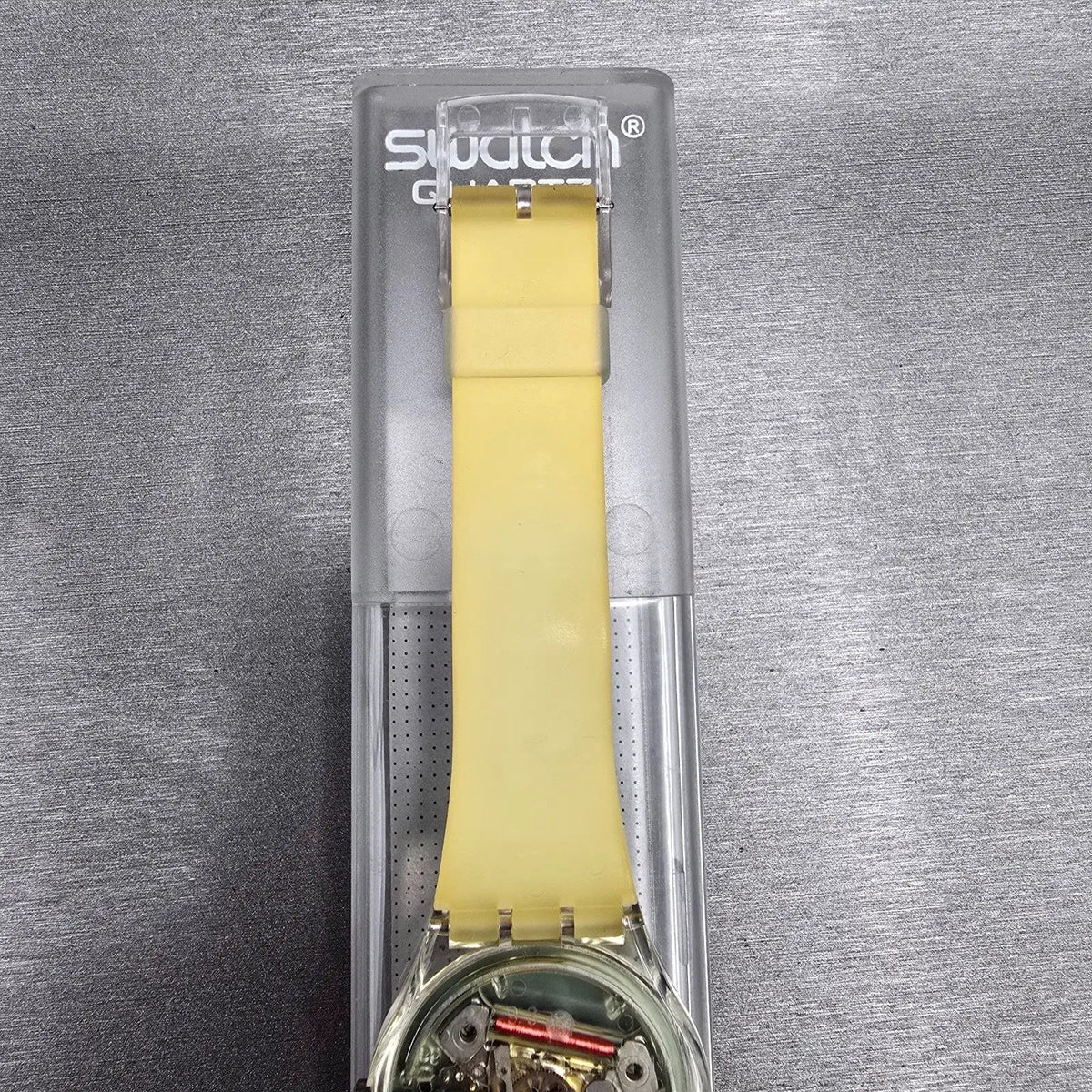 Swatch Gruau Watch Men 34mm Blue Dial Clear Case GK147 New Battery NOS10