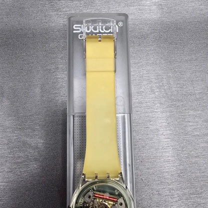 Swatch Gruau Watch Men 34mm Blue Dial Clear Case GK147 New Battery NOS10