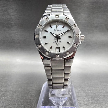 Bulova Marine Star Watch Women 25mm MOP Dial Silver Tone Date 96R24 New Battery5