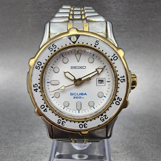 Seiko Diver Watch Women 31mm White Dial Two Tone Date Round 3E250A30 New Batt0