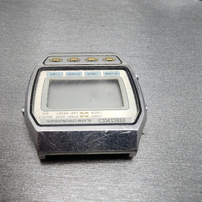 Seiko Digital Watch Men 32mm LCD Silver Tone Alarm Chronograph A547-5040 PARTS