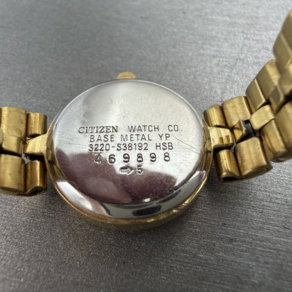 Citizen CQ Watch Women 20mm Champagne Dial Gold Tone Round 3220-S38192 New Batt9
