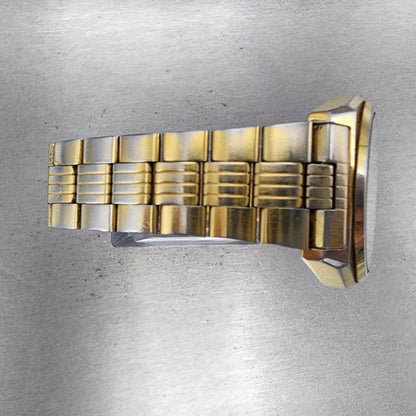 Seiko 5 Automatic Watch Men 38mm White Dial Gold Tone Daydate Round Runs