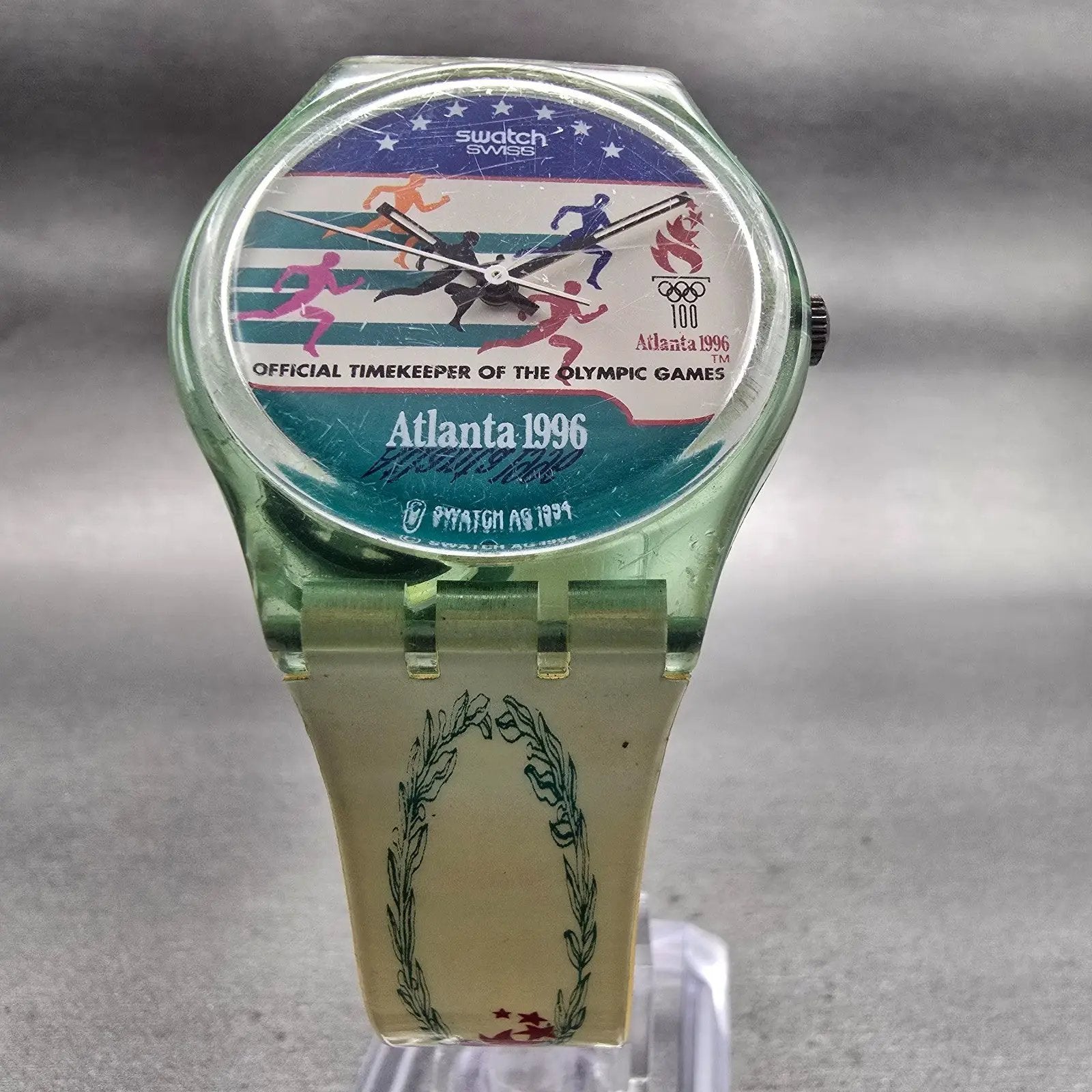 Swatch Gent Atlanta Laurels Watch Men Green Dial Green Case Round GZ145 New Batt5