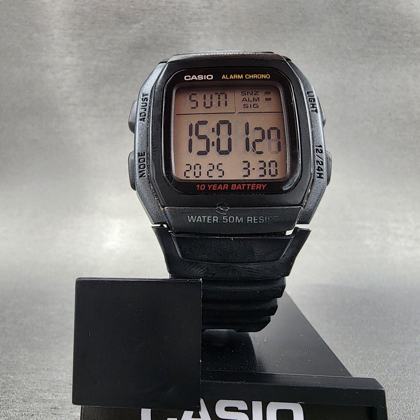 Casio W96H Watch Men 35mm Digital Black Tone Alarm Chrono Rectangle New Battery5