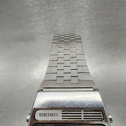 Seiko Digital Watch Men 34mm LCD Silver Tone Alarm Chrono A1594000 READ New Bat4