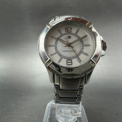 Tommy Hilfiger Watch Women 34mm White Dial Silver Tone Round Crystal New Battery5