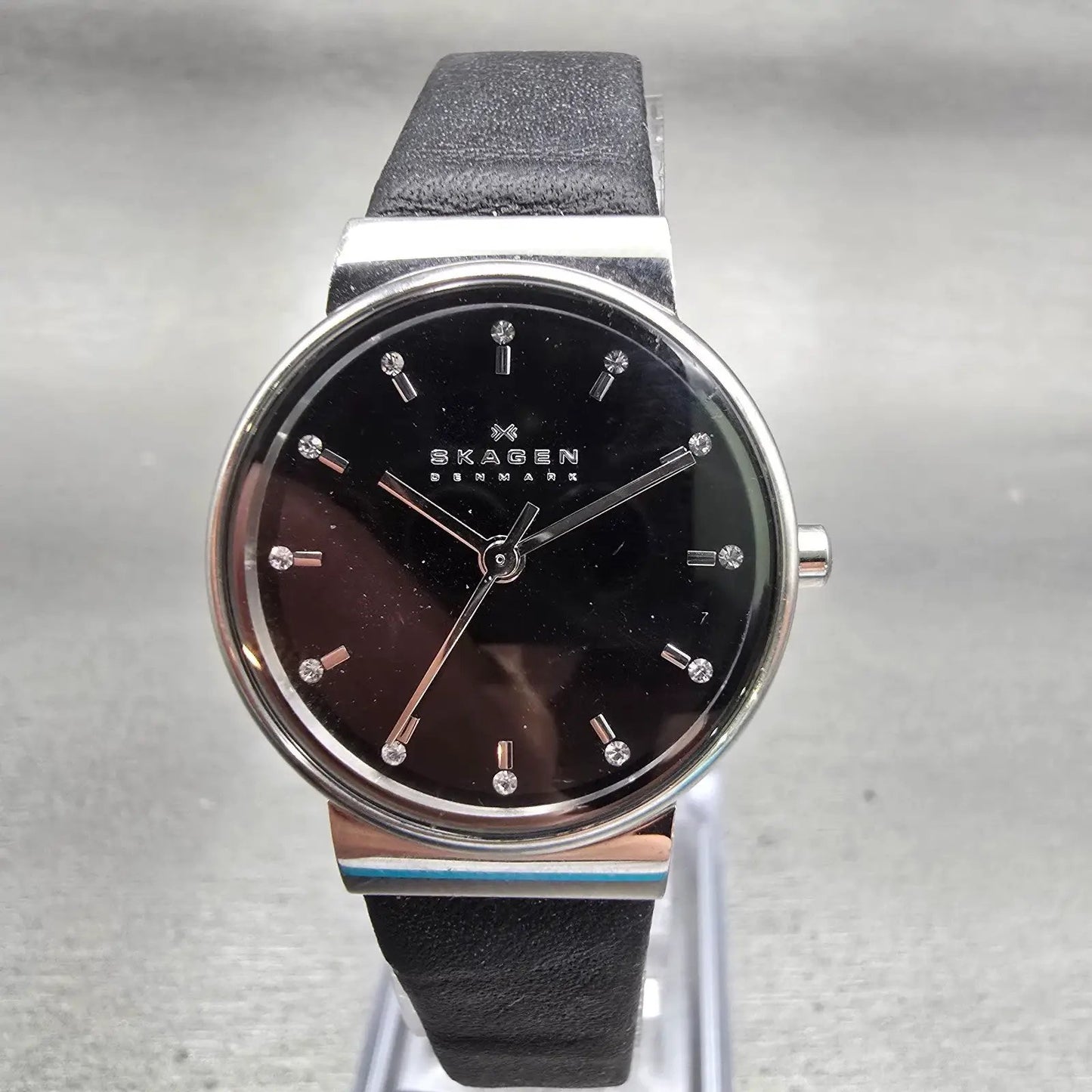 Skagen Ancher Watch Women 26mm Black Dial Silver Tone Round SKW2193 New Battery0