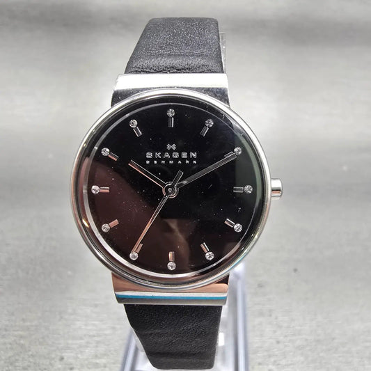 Skagen Ancher Watch Women 26mm Black Dial Silver Tone Round SKW2193 New Battery0