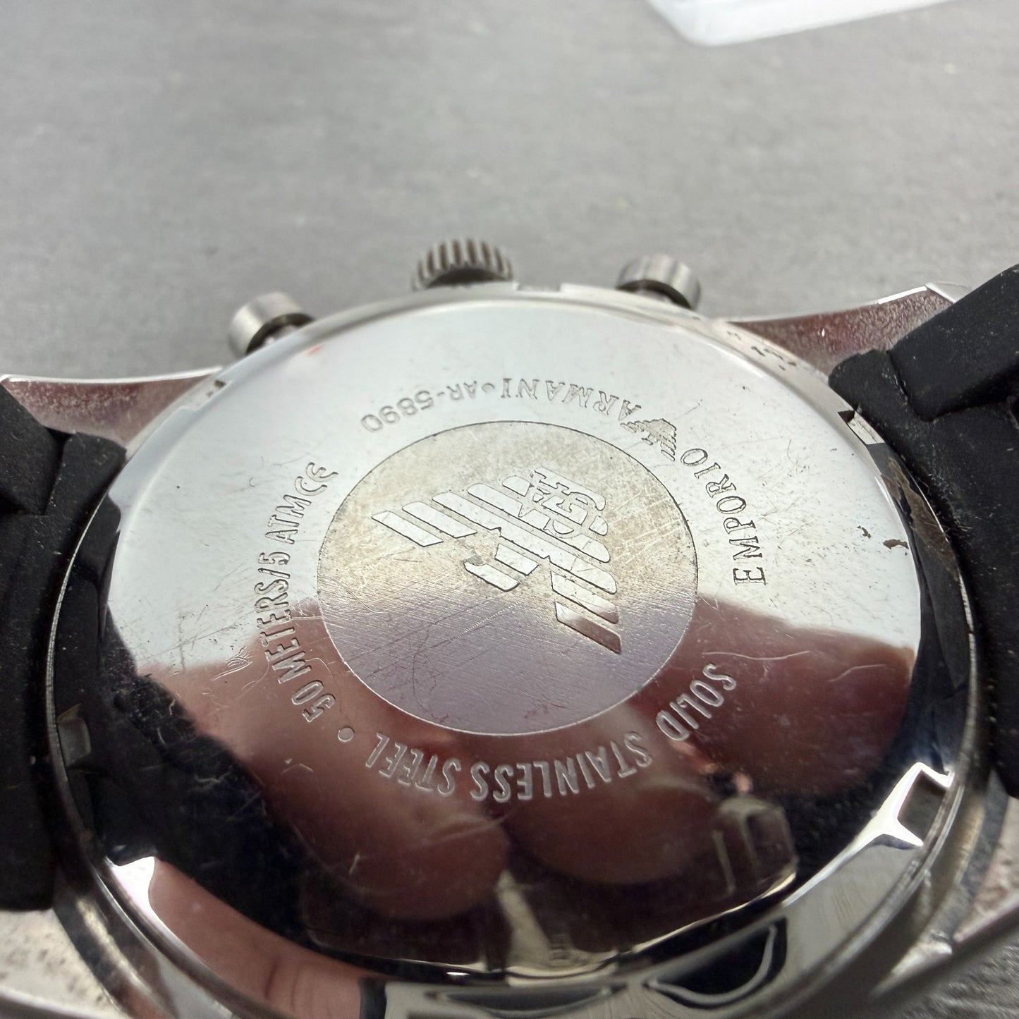 Emporio Armani Chronograph Watch Men 43mm Black Dial Steel Date AR-5890 New Batt9