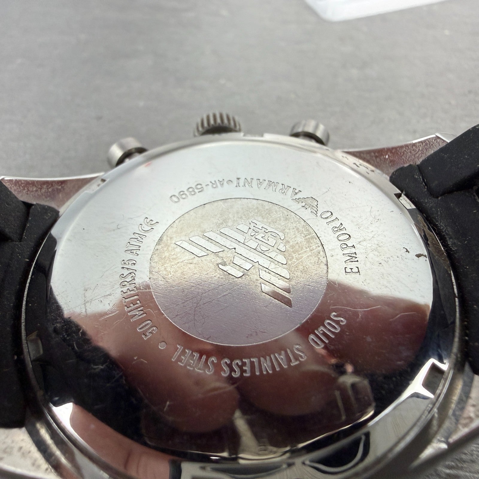 Emporio Armani Chronograph Watch Men 43mm Black Dial Steel Date AR-5890 New Batt9