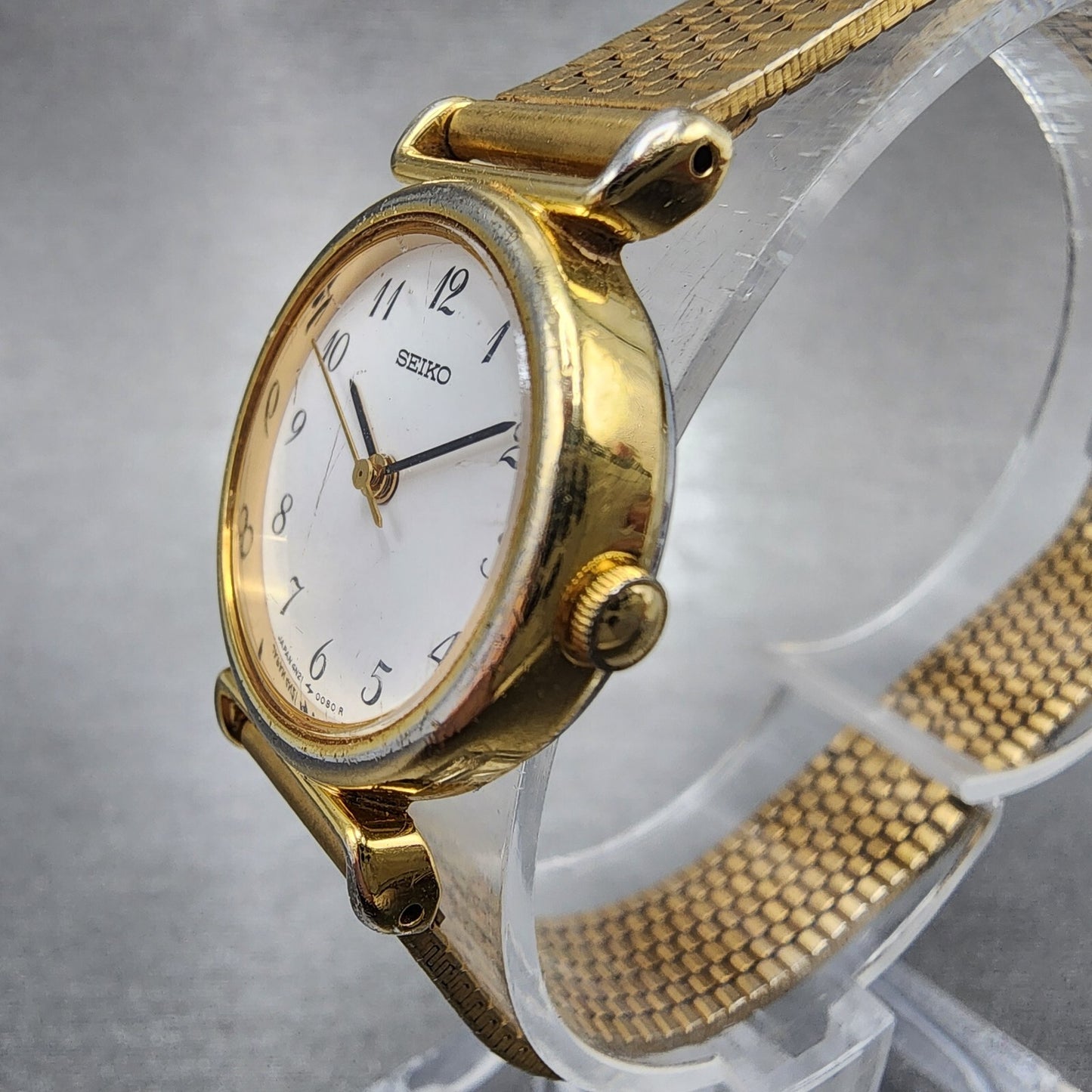 Seiko Watch Women 22mm White Dial Gold Tone Round 4n21-0052 New Battery