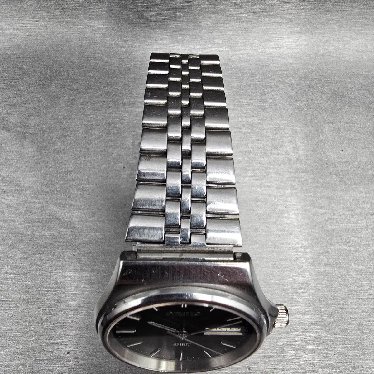 Seiko Spirit Watch Men 34mm Black Dial Silver Tone Daydate 7N48-7A10 New Battery4