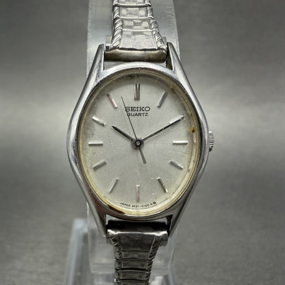 Seiko Watch Women 20mm Silver Dial Silver Tone Oval 34215010 New Battery0