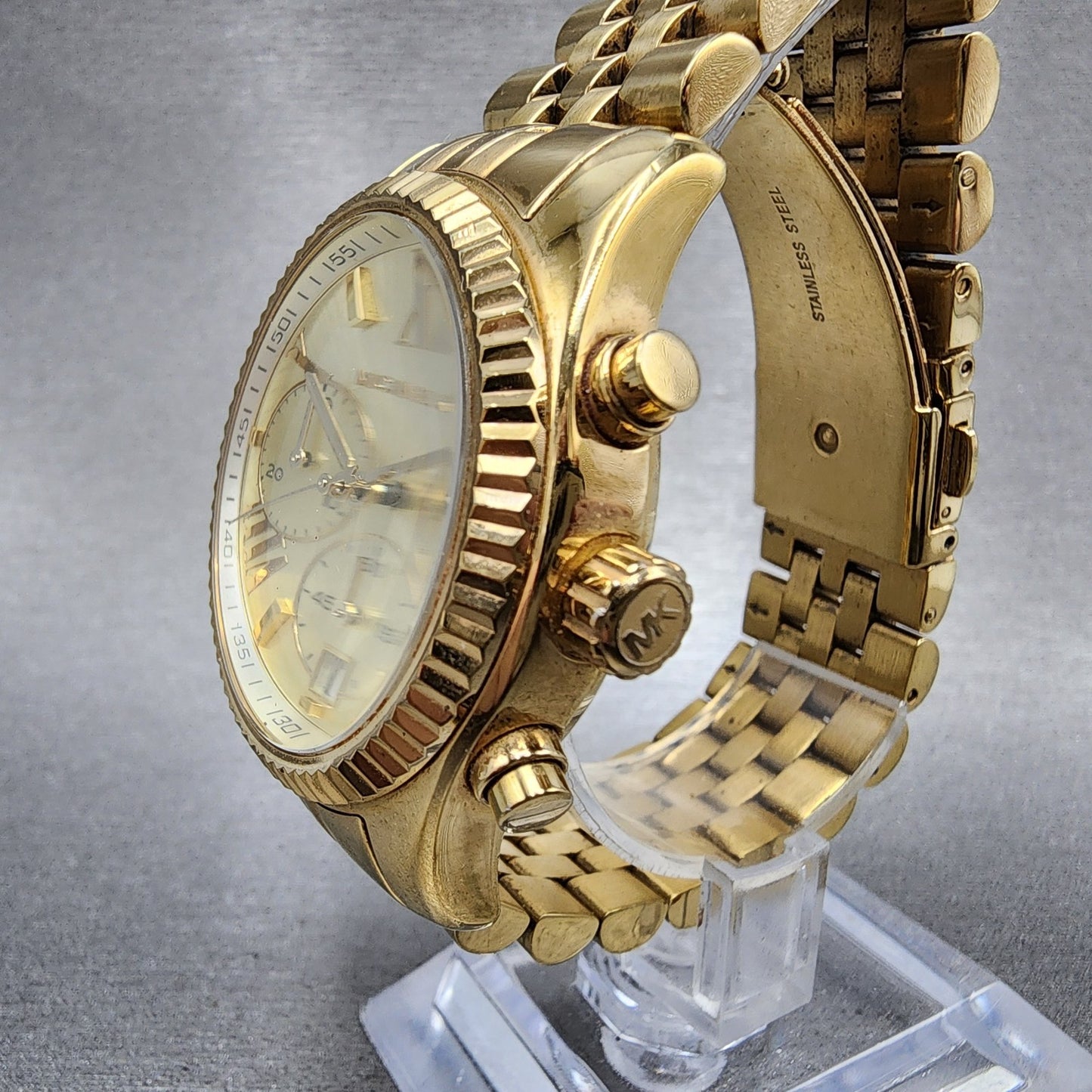 Michael Kors Lexington Chronograph Watch Women 38mm Gold Dial Gold Tone Date2