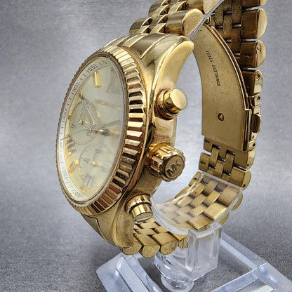 Michael Kors Lexington Chronograph Watch Women 38mm Gold Dial Gold Tone Date2