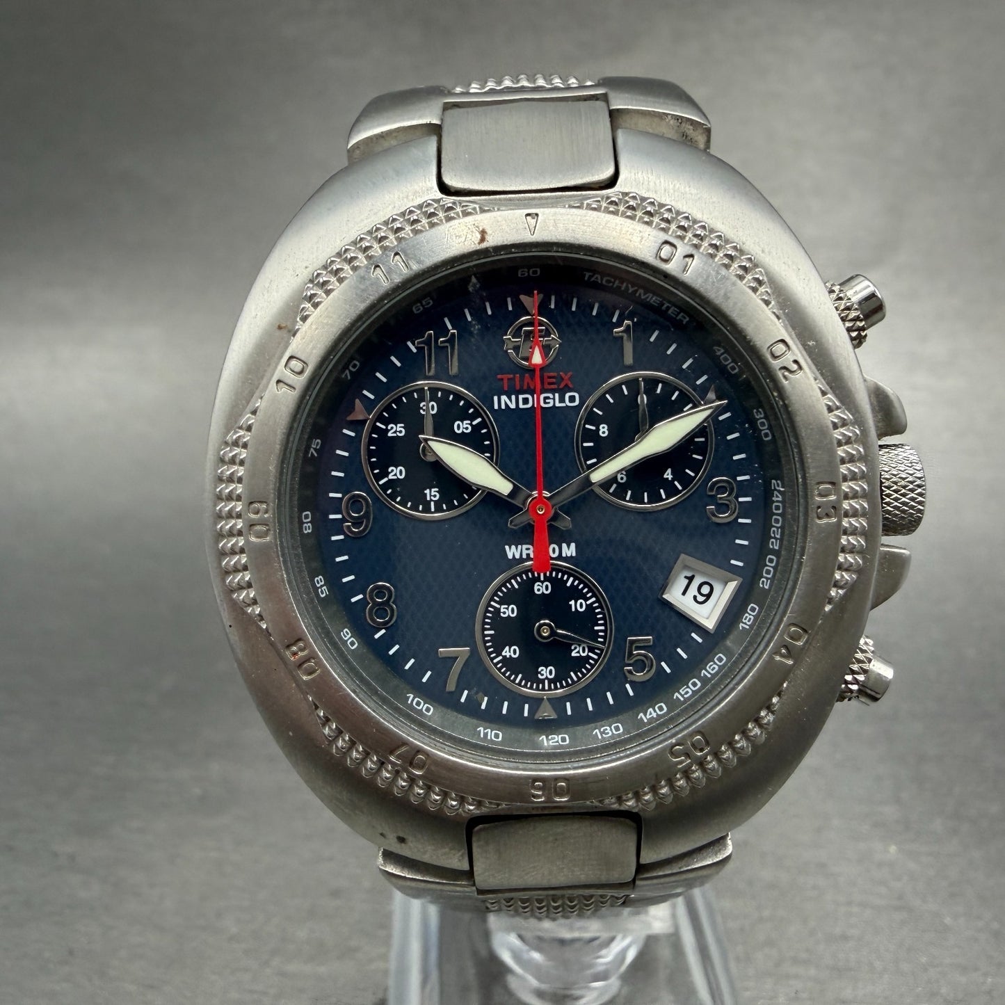 Timex Expedition Chronograph Watch 41mm Blue Dial Silver Tone Date Round New Bat0