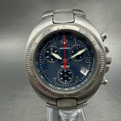 Timex Expedition Chronograph Watch 41mm Blue Dial Silver Tone Date Round New Bat0