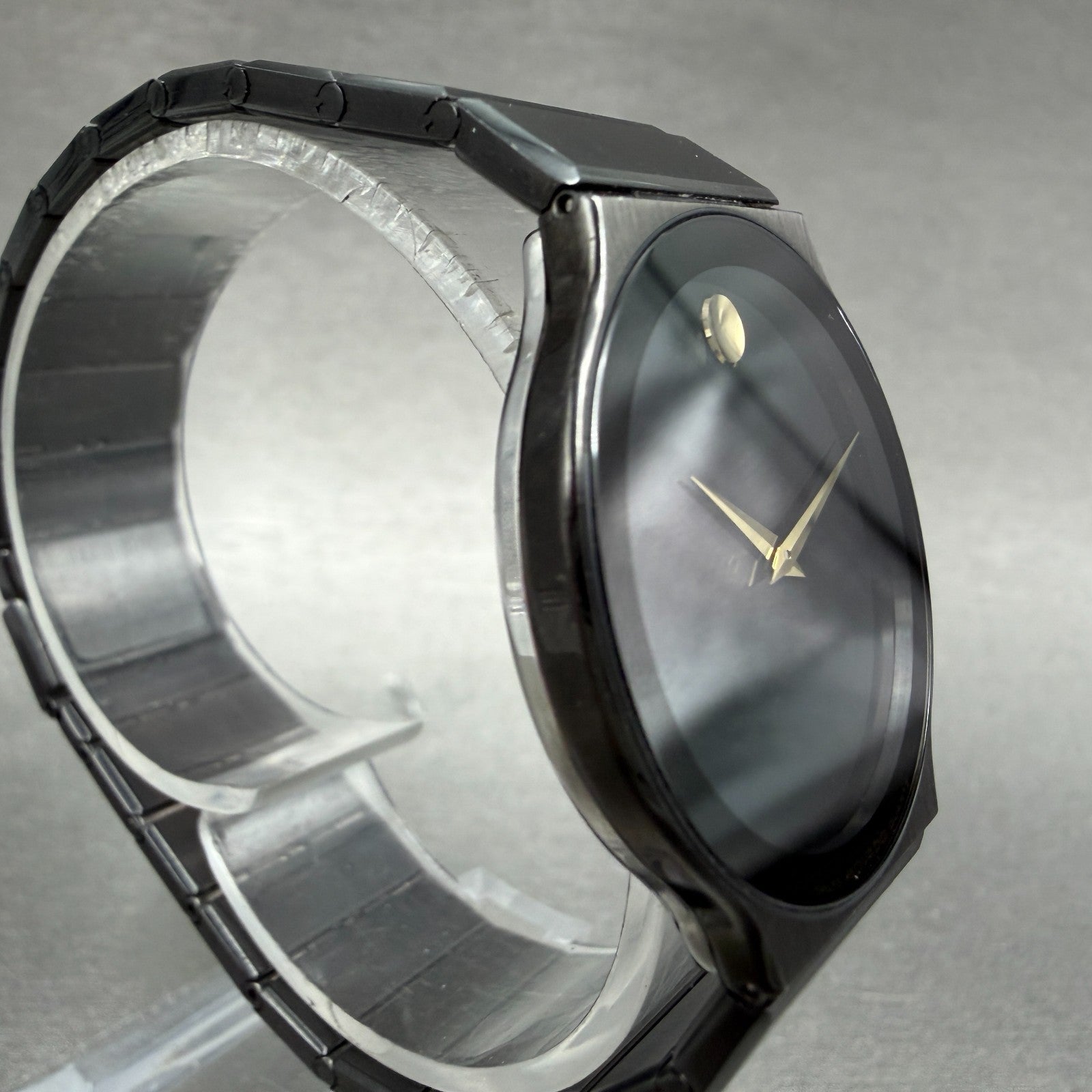Movado Museum Watch Men 32mm Black Dial Black Tone Round 84.C6.880 New Battery4