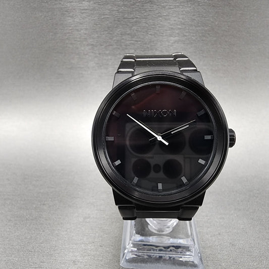 Nixon Cannon Watch Men 40mm Black Dial Black Tone Round Bracelet new Battery